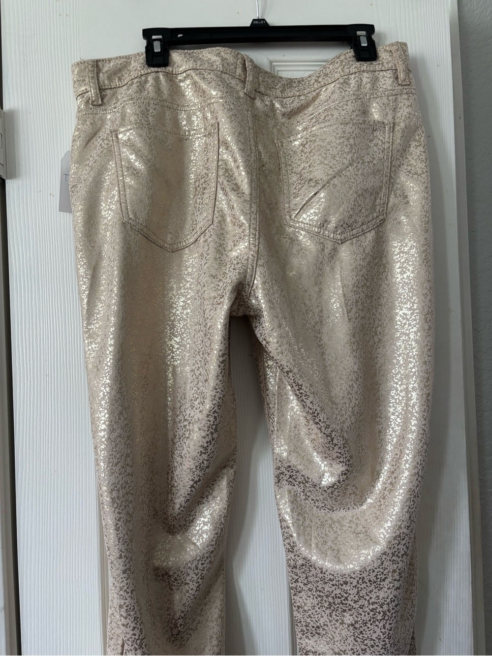 Time and Tru Metallic Champagne High-Rise Pants - Picture 2 of 3